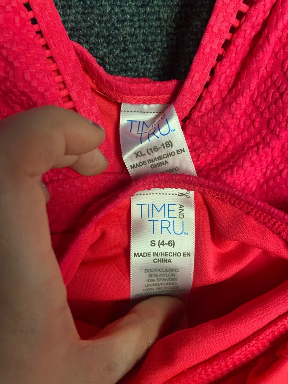 Time and Tru Hot Pink Textured One-Piece Swimsuit - Picture 4 of 4